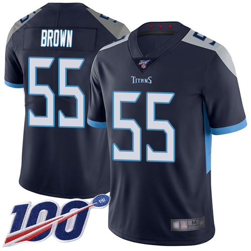 Tennessee Titans Limited Navy Blue Men Jayon Brown Home Jersey NFL Football #55 100th Season Vapor Untouchable->youth nfl jersey->Youth Jersey